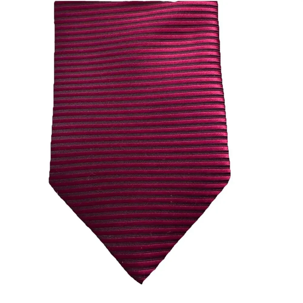 Creazioni Tucci Fire Red Horizontal Stripe 100% Silk Italy Mens Red Tie 3.5